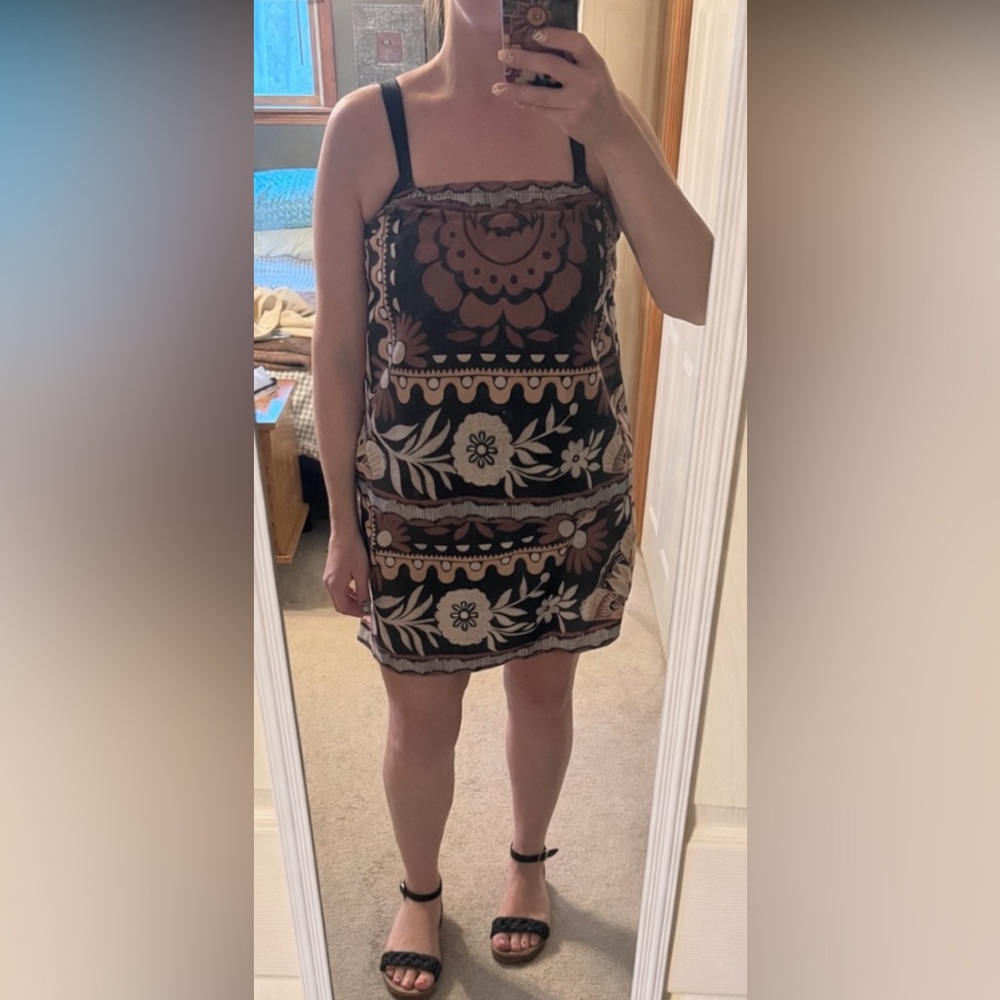 Black Floral Bandana Print Tube Top/ Mini Skirt - Black, Rust, Cream